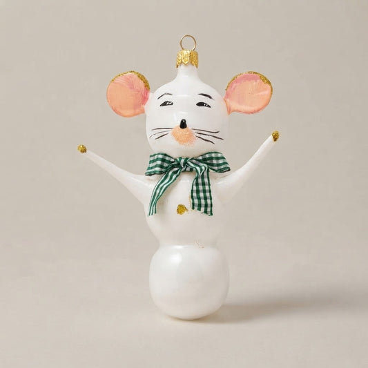 Topolino con sciarpa, decorazione di Natale dipinta a mano