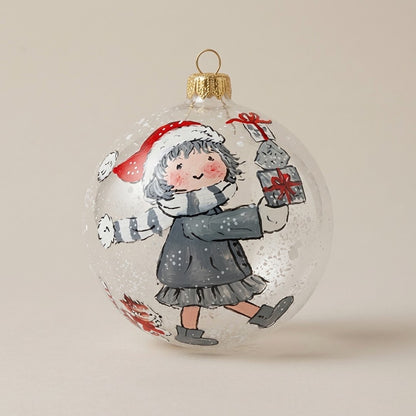 little girl with gift box ball