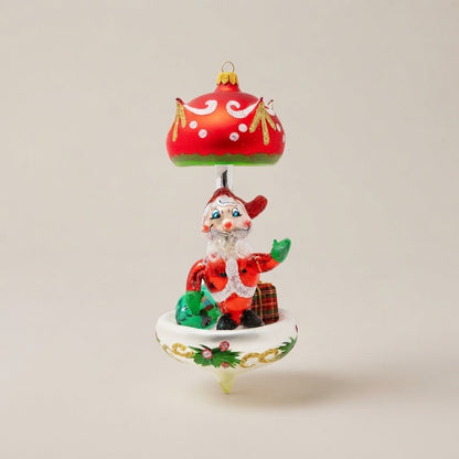 Christmas carousel ornament with Santa Claus, hand-painted