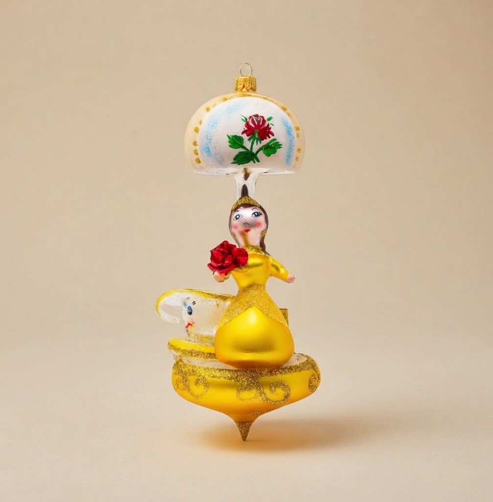 Christmas carousel ornament with princess, hand-painted