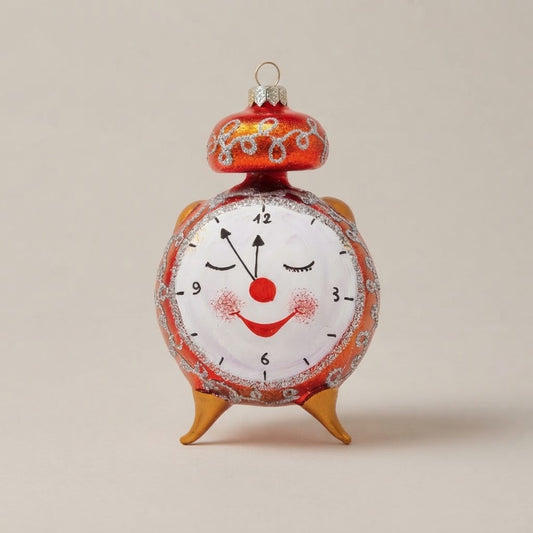 Alarm clock, hand-painted Christmas ornament