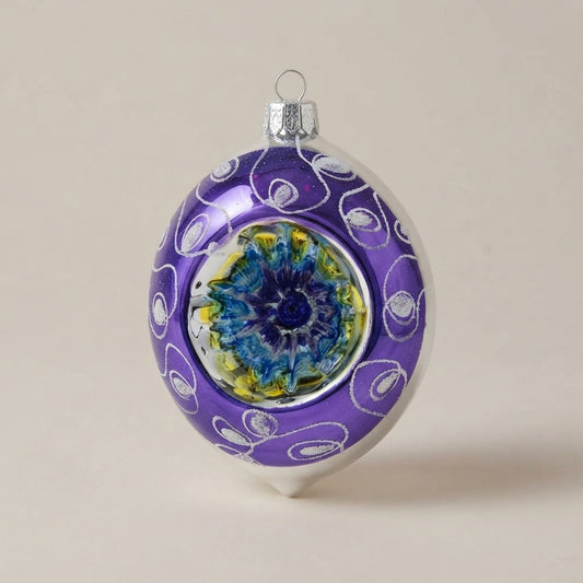 Ovale di Natale dipinto a mano: Unica collection, viola, decoro libero ed esemplare unico