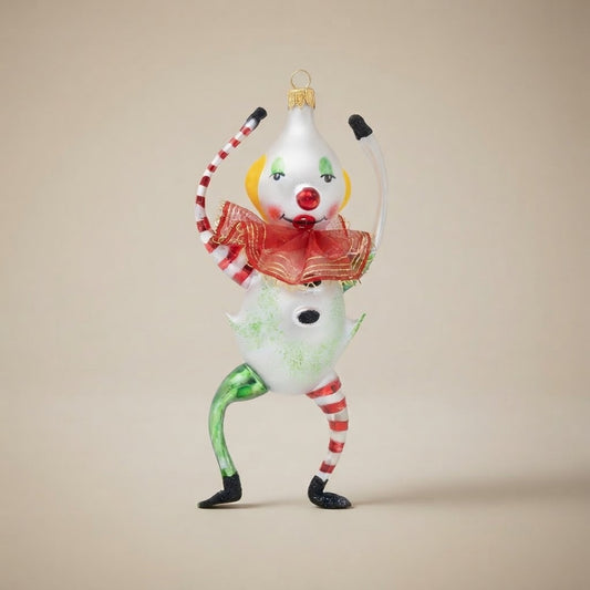 Clown multicolore, decorazione di Natale dipinta a mano