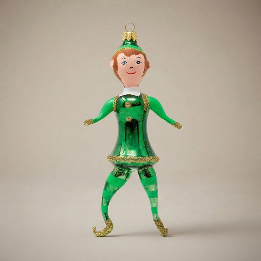 Elfo verde, decorazione di Natale dipinta a mano