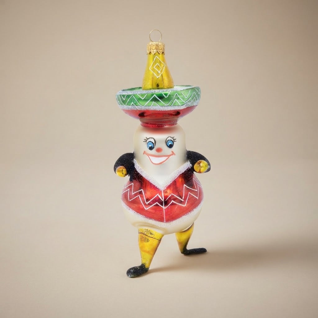 Personaggio con sombrero, decorazione di Natale dipinta a mano