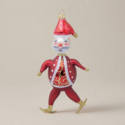 Ice-skating Santa Claus, hand-painted Christmas ornament