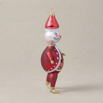 Ice-skating Santa Claus, hand-painted Christmas ornament: decoration detail