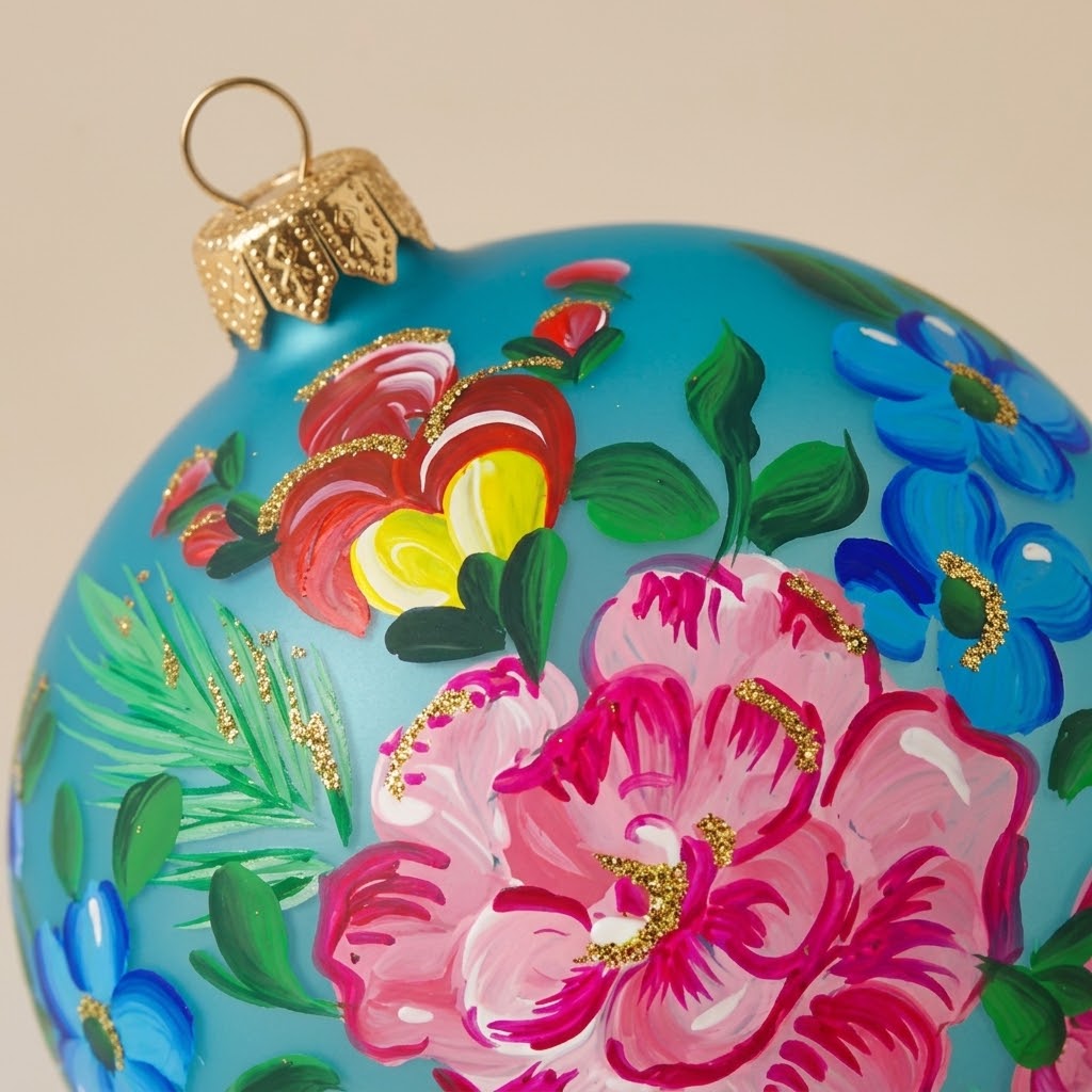 Floral ball on turquoise