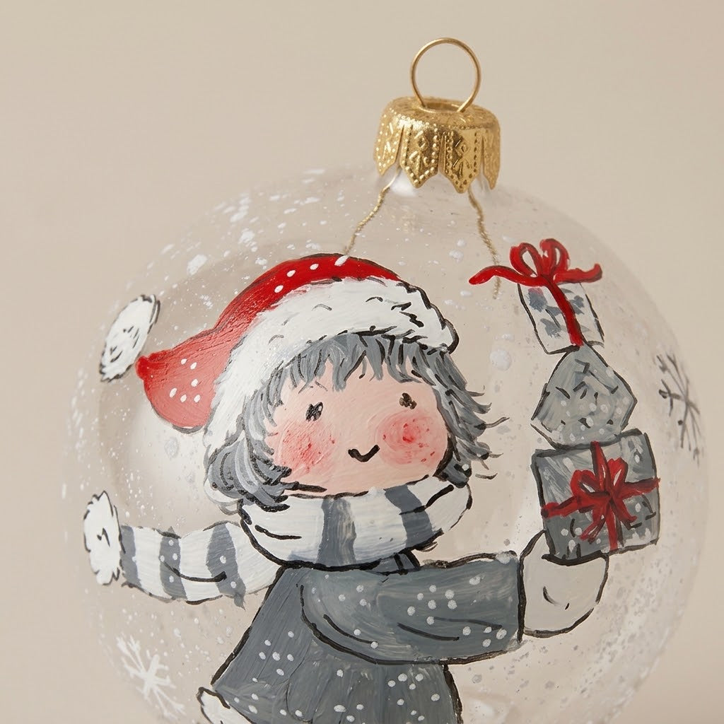 little girl with gift box ball