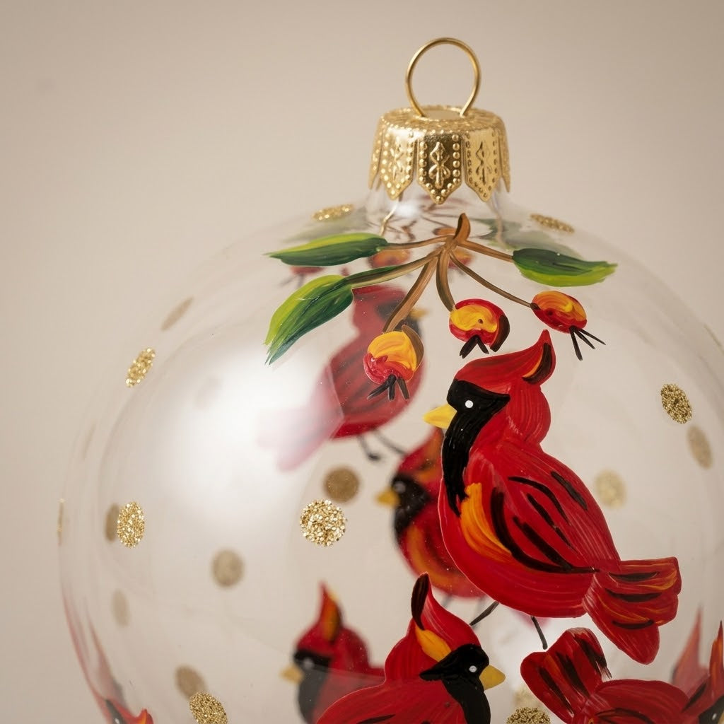 Palla di Natale cardinali rossi, Ø 10 cm
