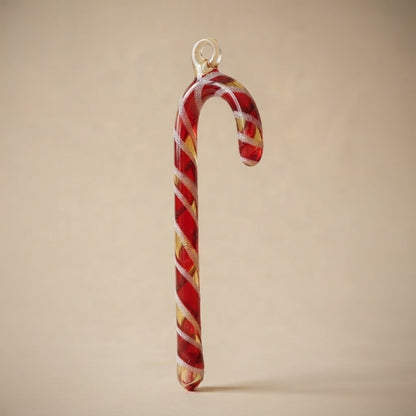 Bastoncino di zucchero di Natale in vetro decorato a mano: un'altra vista