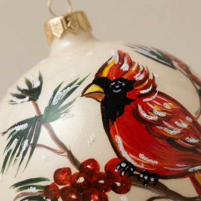Lato e retro della palla di Natale in vetro soffiato