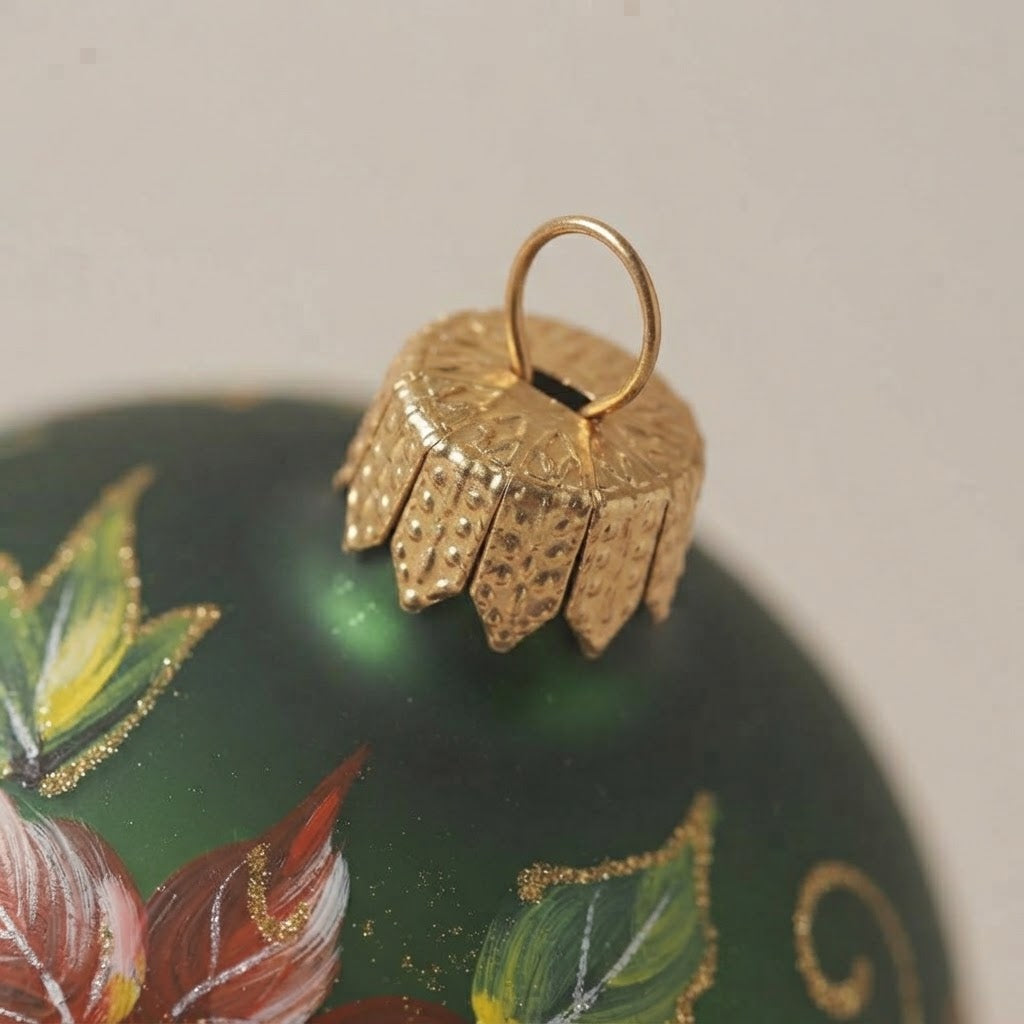 Lato e retro della palla di Natale in vetro soffiato