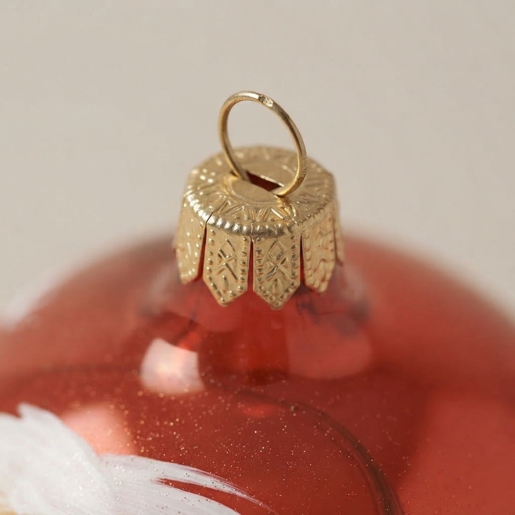Lato e retro della palla di Natale in vetro soffiato