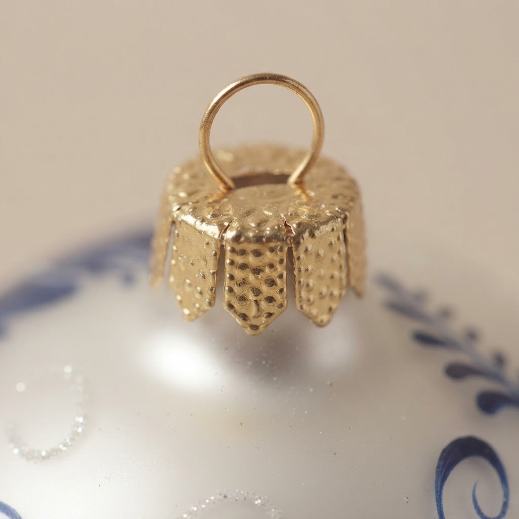 Lato e retro della palla di Natale in vetro soffiato