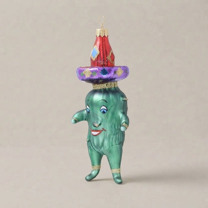 Cactus messicano con sombrero, decorazione di Natale dipinta a mano: un'altra vista