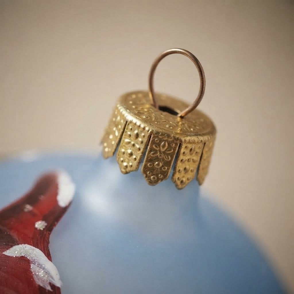 Lato e retro della palla di Natale in vetro soffiato