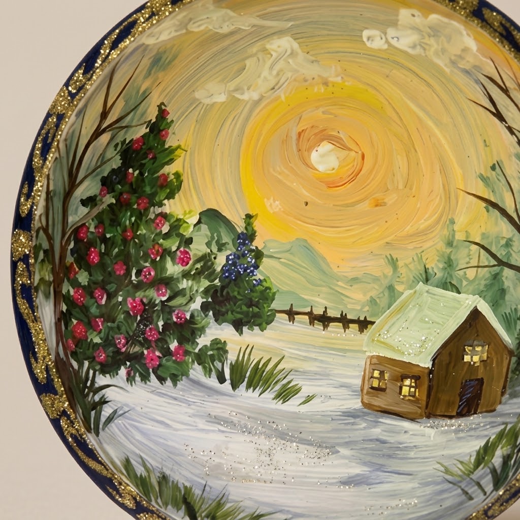 Side and back of the blown glass Christmas ornament