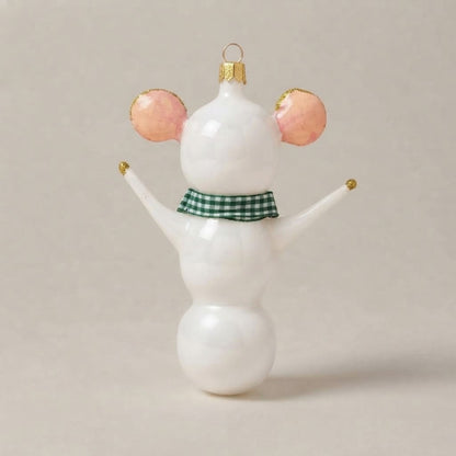 Little mouse with scarf, hand-painted Christmas ornament: decoration detail