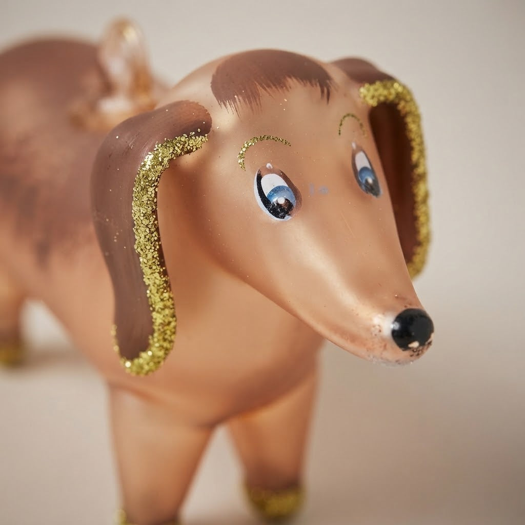 Bassotto, decorazione di Natale dipinta a mano: un'altra vista