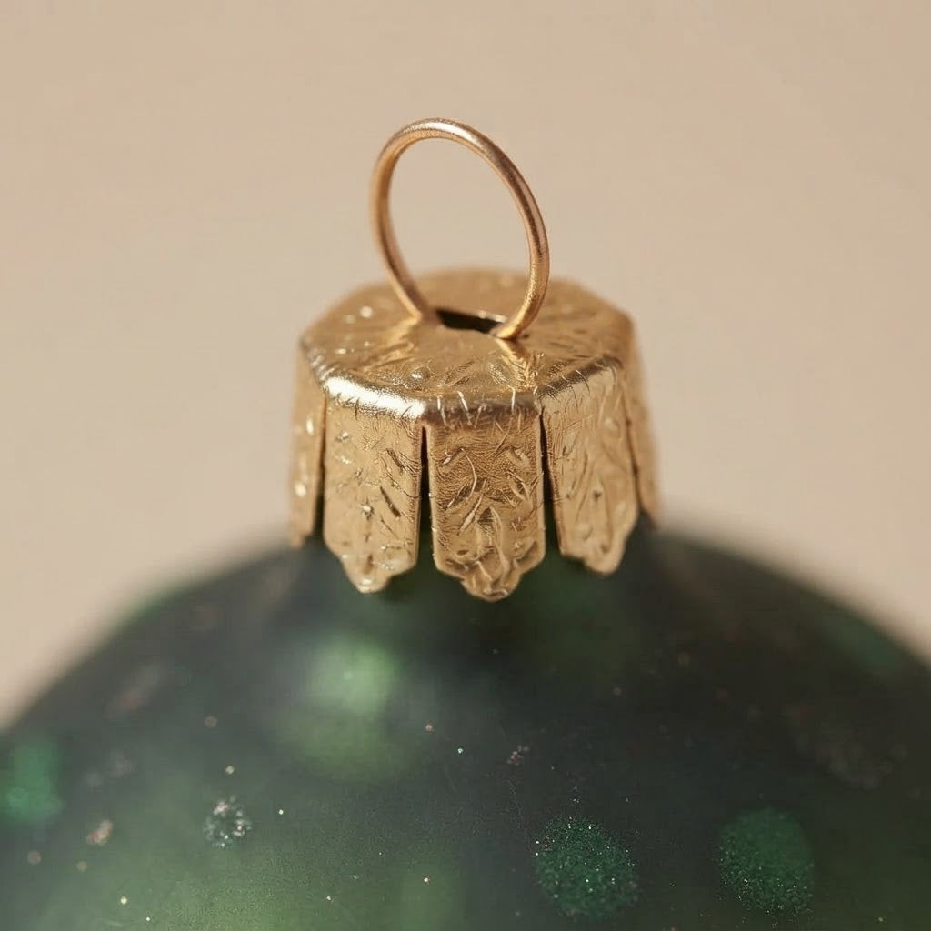 Gold-tone cap on the topiary's green crown