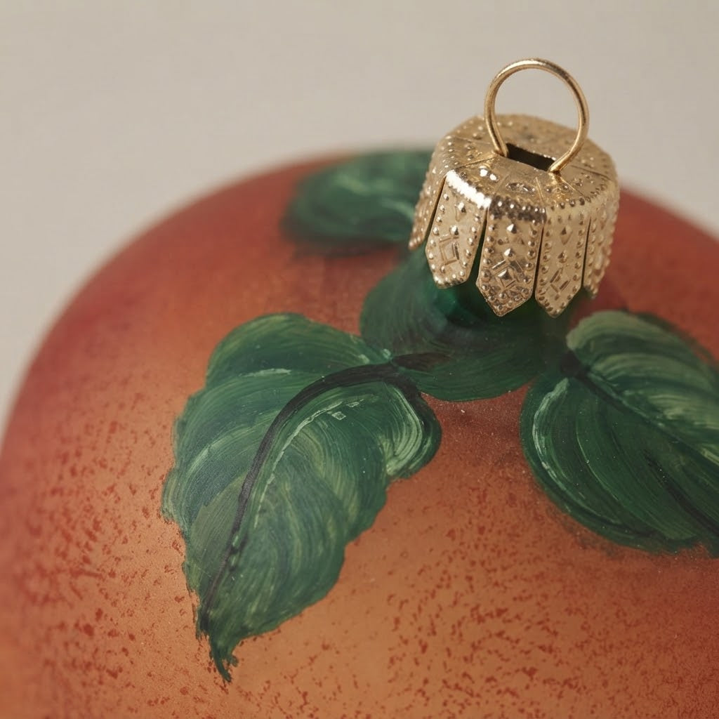Dettaglio delle foglie dipinte e del cappuccio dorato