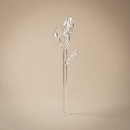 Clear glass calla lily, three-quarter view