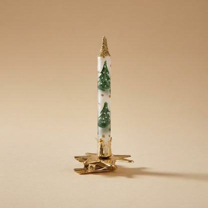 Clip-on candle ornament with little Christmas trees – full view