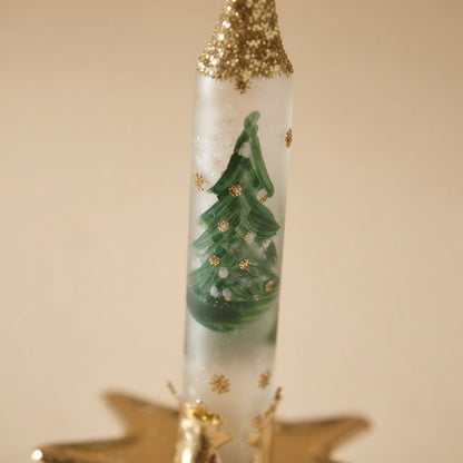 Clip-on candle ornament with little Christmas trees – decoration detail