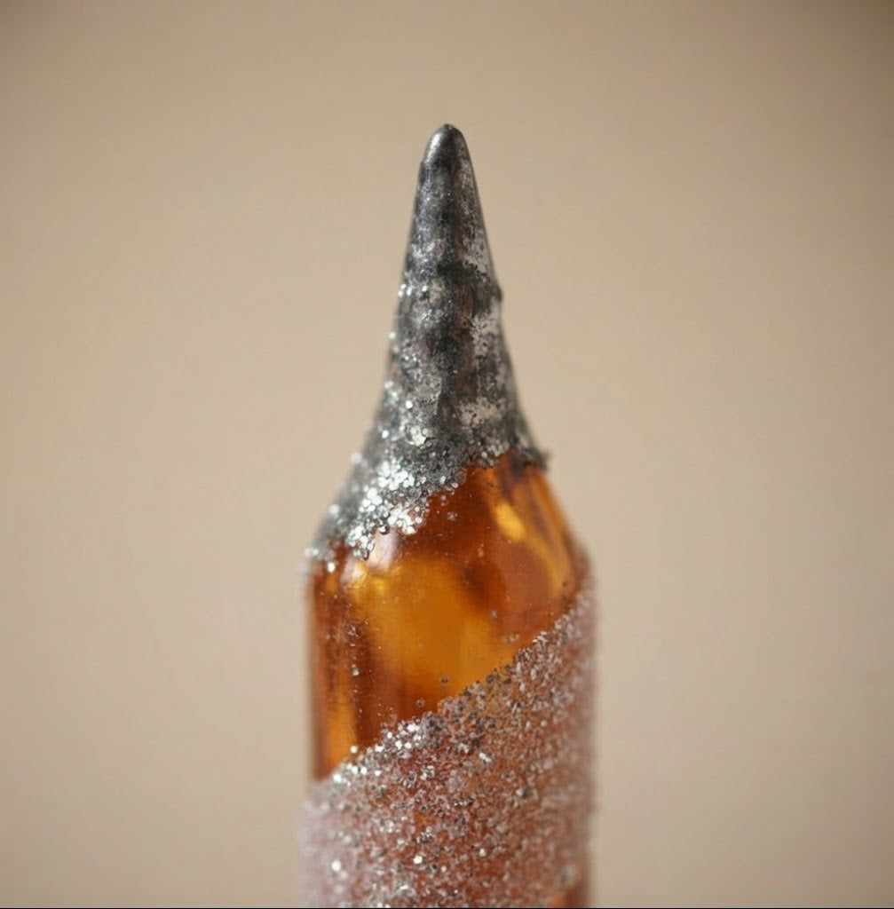 Dettaglio della punta in glitter argento