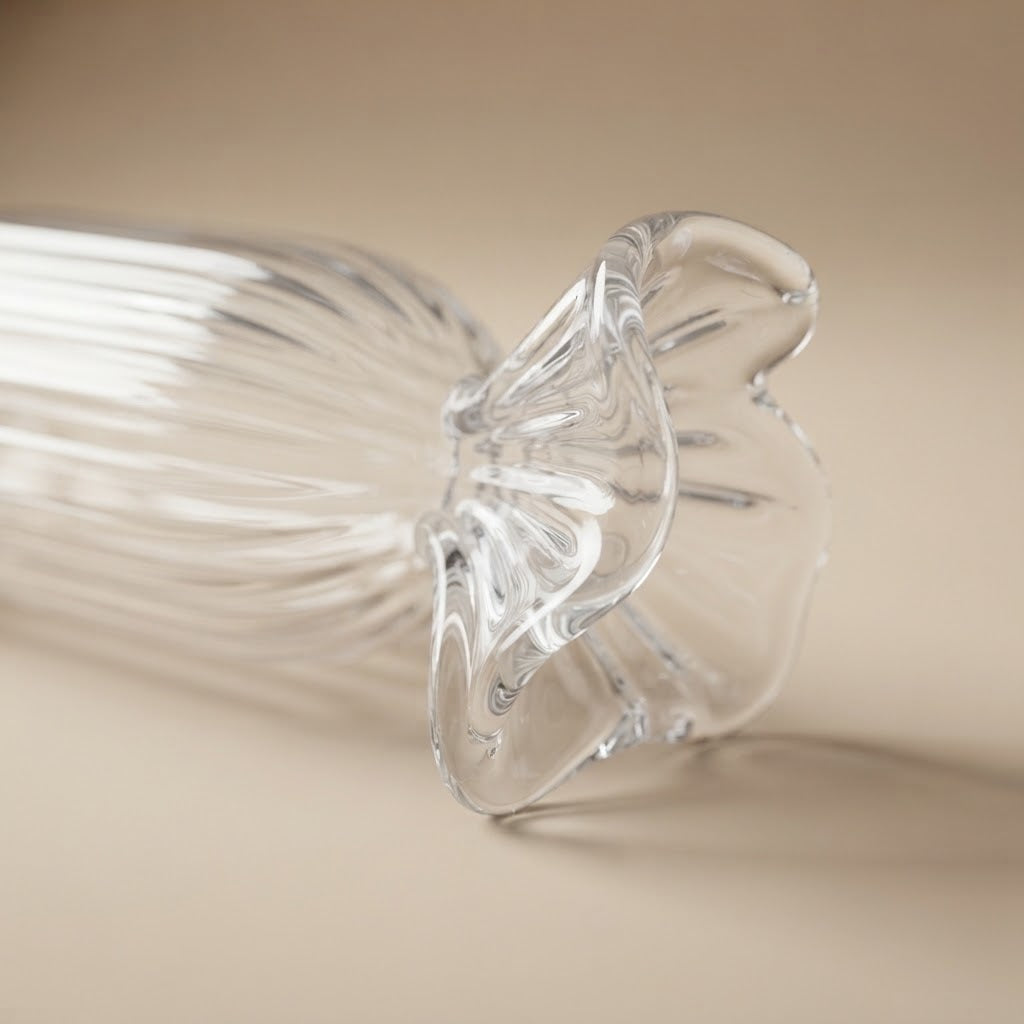 Long clear ribbed glass candy – decoration detail
