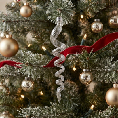 Spiral icicle hanging on a Christmas tree
