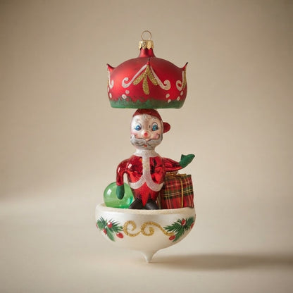 Hand-painted Christmas carousel ornament with Santa