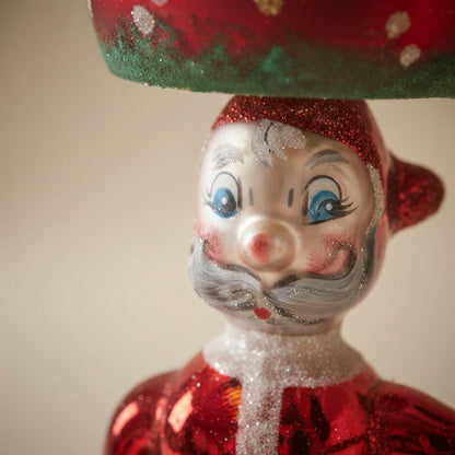 Hand-painted Christmas carousel ornament with Santa: decoration detail