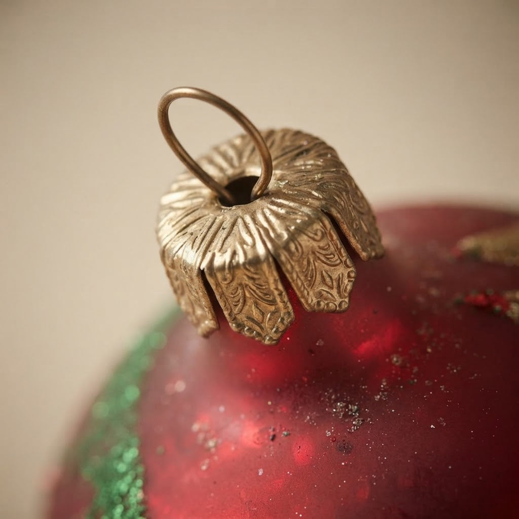Hand-painted Christmas carousel ornament with Santa: dome detail