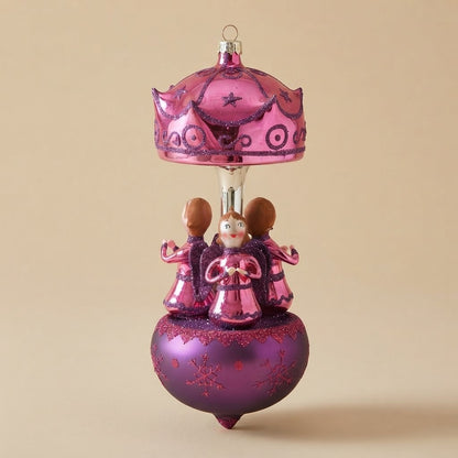 Pink Christmas carousel ornament with little angels