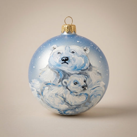 Polar Bear and Cub Globe