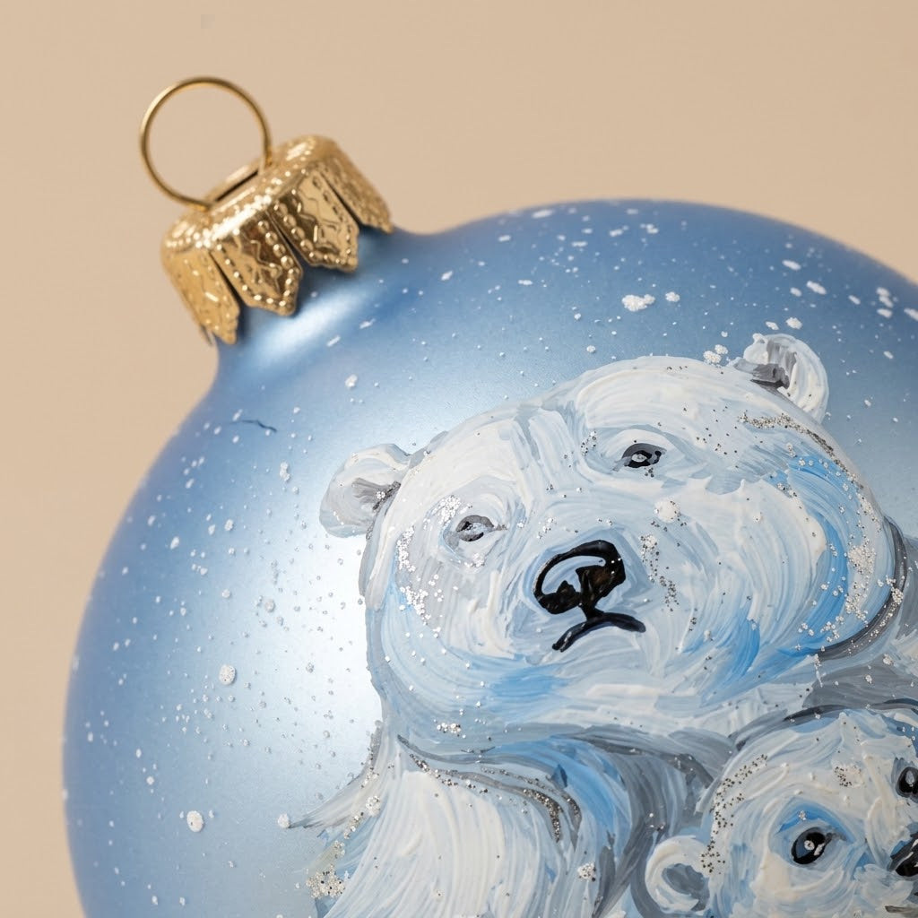 Christmas ornament with polar bears, 4 in (10 cm)