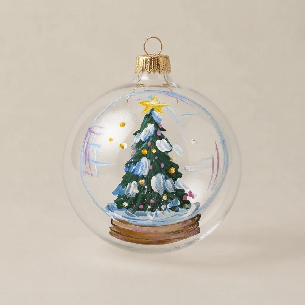 Palla di Natale albero nella palla di neve, Ø 10 cm