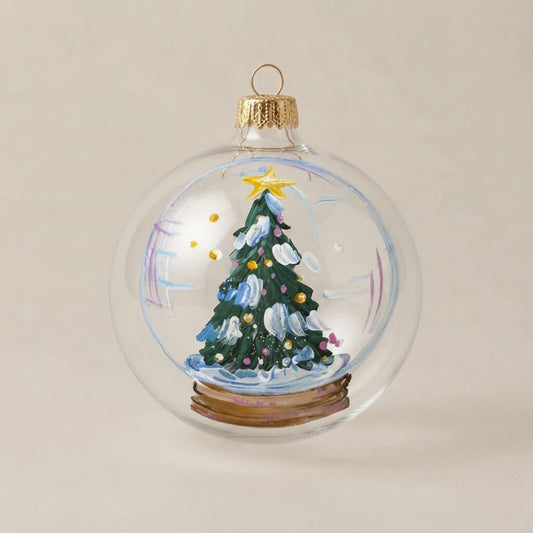 Christmas ornament with a tree in a snow globe, 4 in (10 cm)
