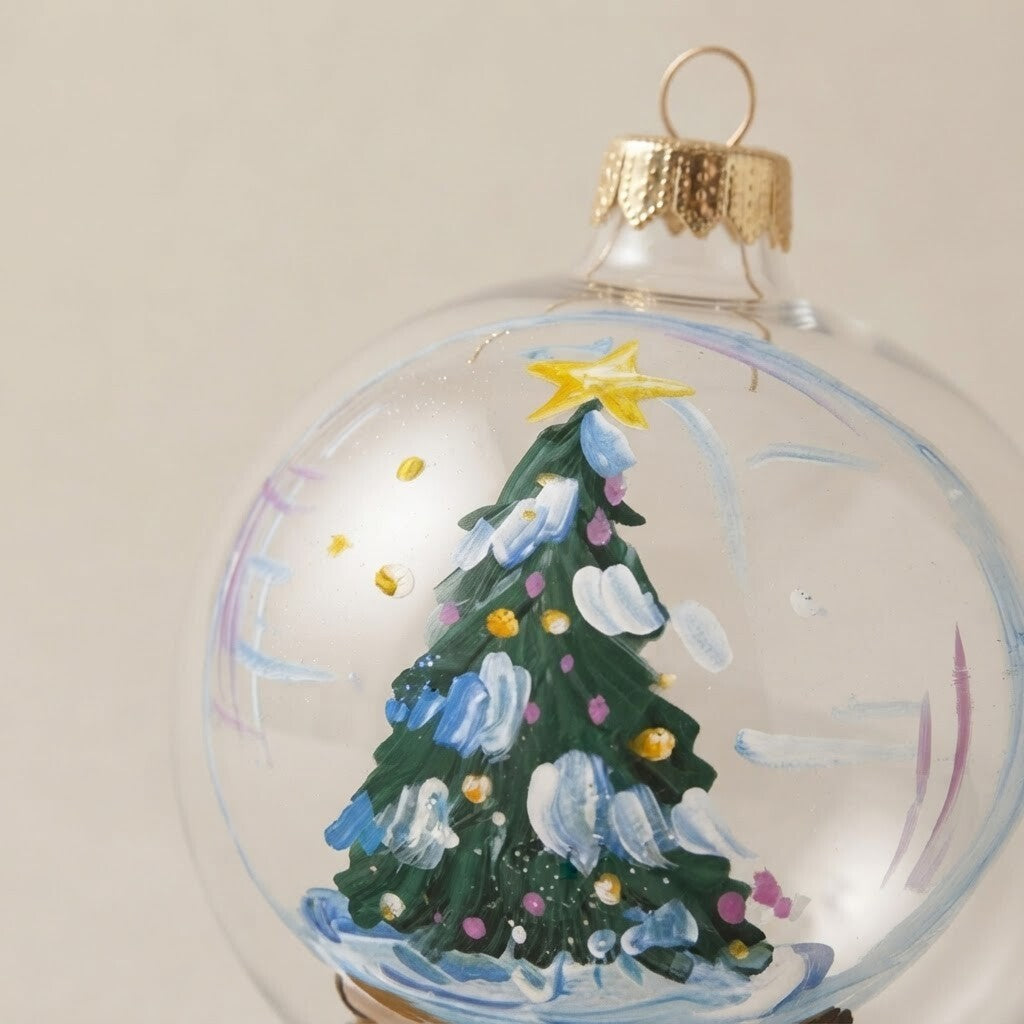 Dettaglio del decoro: palla di Natale albero nella palla di neve, Ø 10 cm