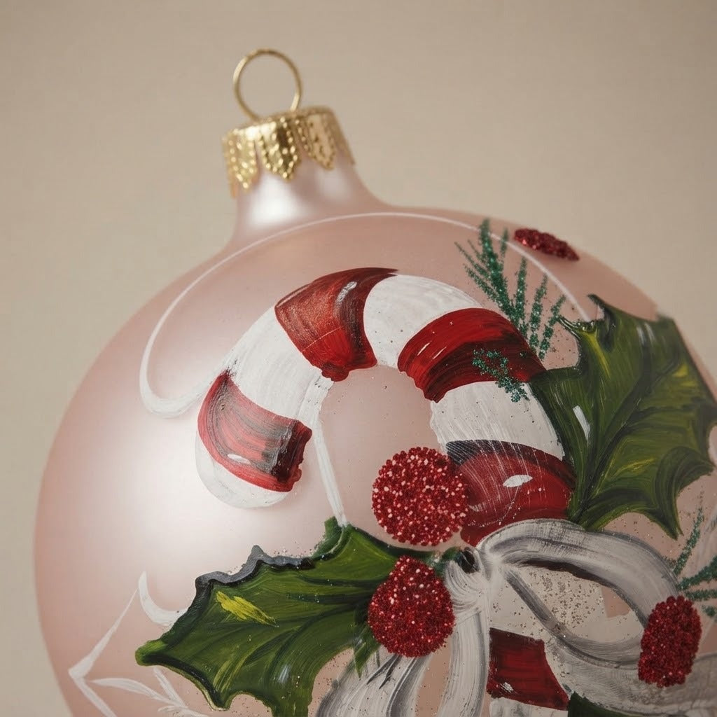 Sweet Christmas ornament with candy cane, 4 in (10 cm)