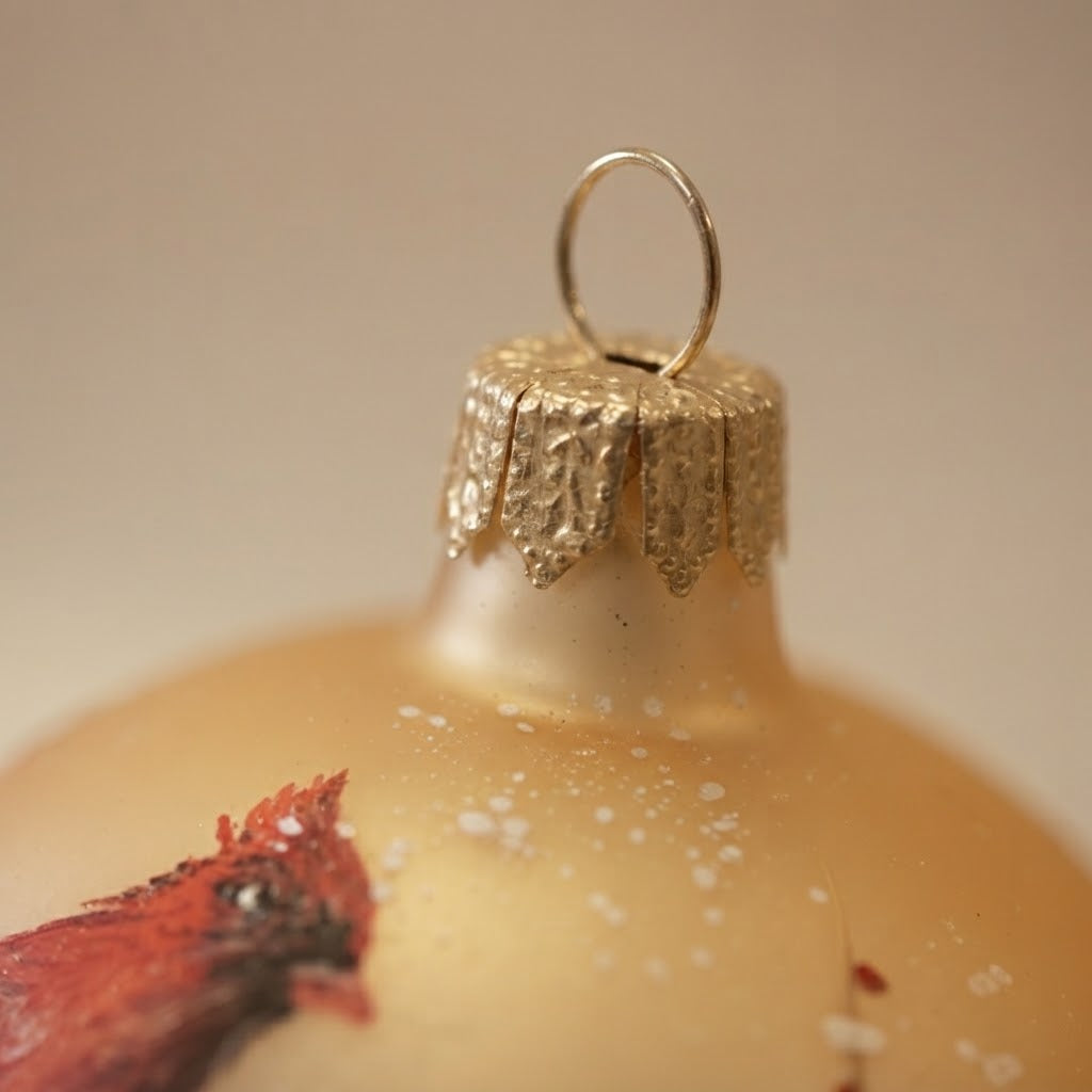 Palla di Natale cardinale e casetta per uccelli, Ø 10 cm – dettaglio del cappuccio