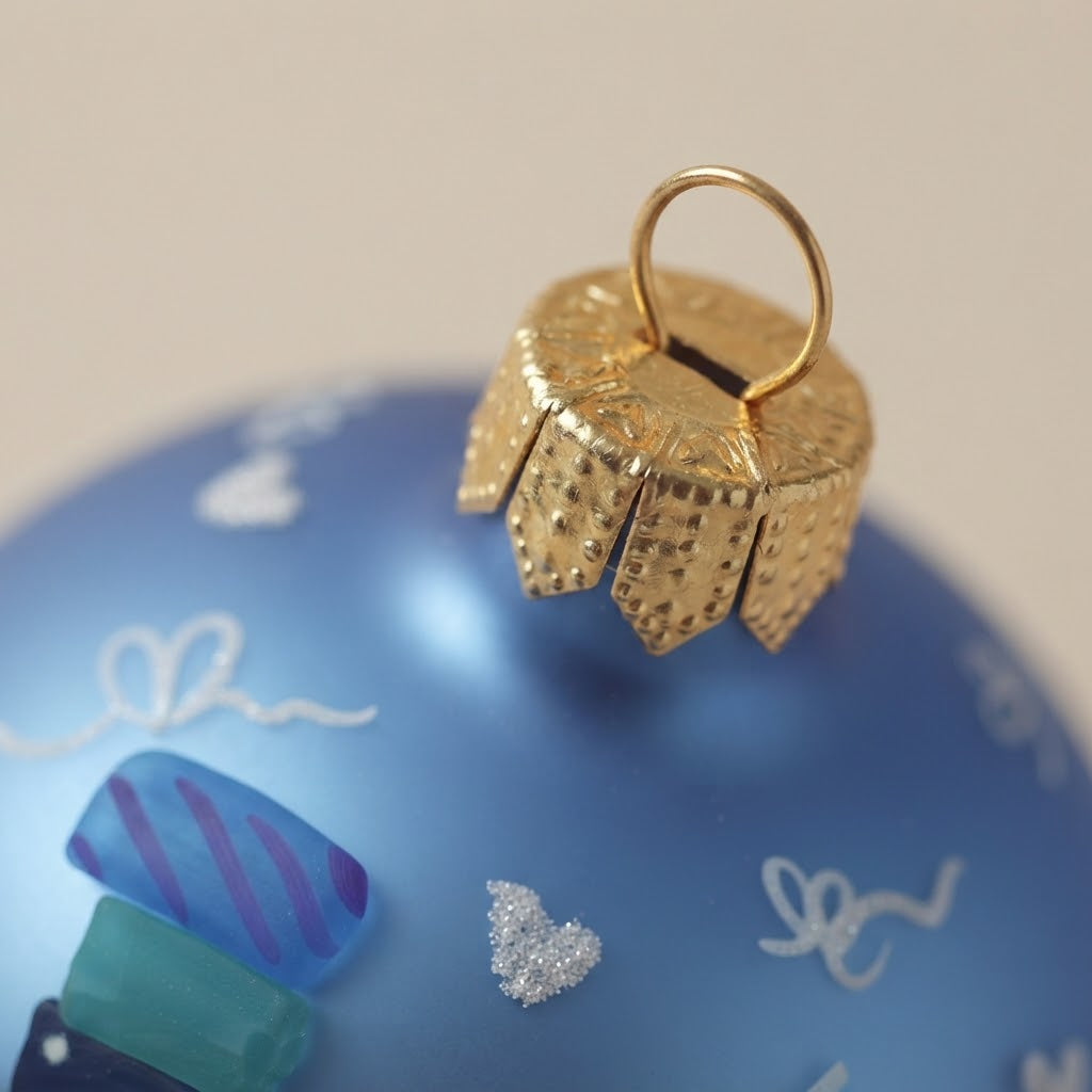Particolare della palla di Natale in vetro soffiato dipinta a mano