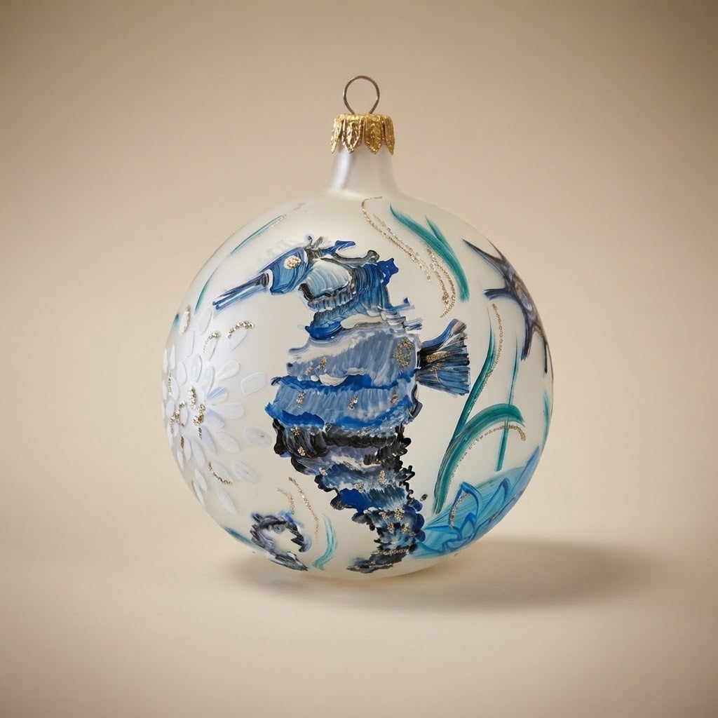 Christmas ornament with seahorse, 4 in (10 cm)