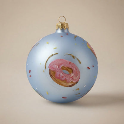 Palla di Natale ciambelle su azzurro, Ø 10 cm