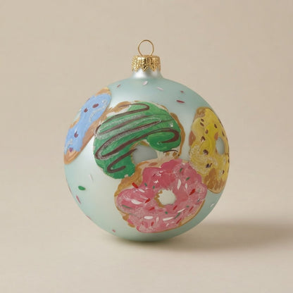 Palla di Natale ciambelle su verde acqua, Ø 10 cm
