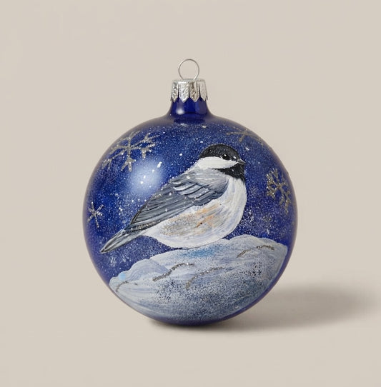 Palla di Natale cincia su blu, Ø 10 cm