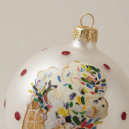 Palla di Natale cono gelato con zuccherini, Ø 10 cm – dettaglio del decoro