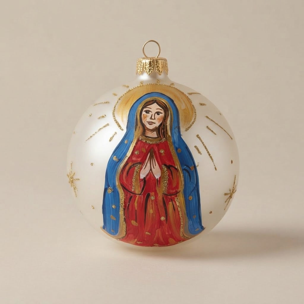 Christmas ornament with the Virgin Mary in prayer, 4.7 in (12 cm)